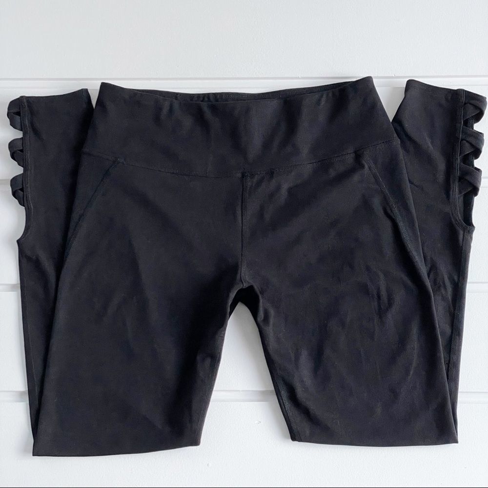 Abercrombie and Fitch Black Crop Lattice Leggings Tights Size Small